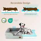 EHEYCIGA Orthopedic Dog Beds Large Sized Dog, Waterproof Washable Pet Bed | Non-Slip Bottom and Egg-Crate Memory Foam XL Dog Couch Bed with Washable Removable Cover, Greyish Green, 41Inch