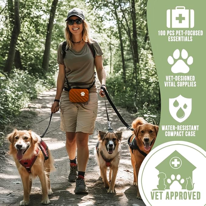 EVERLIT Pet Medic First Aid Kit | Vet-Approved Animal Care Kit with 95 Pcs Medical, Outdoor & Emergency Supplies to Treat Dogs, Cats | Travel-Friendly Compact Bag for Home, Car and Travel (Blue)