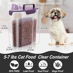 LEAWALK 5-7Lbs Airtight Pet Storage Container, Upgraded Large Nozzle With Handle Design For Cat Dog Bird Food and for Small Animal Kibble, Oatmeal, Rice, Flour, Brown Sugart-Deep Purple