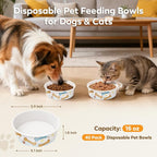 40 Pack Disposable Dog Bowls, 16 oz Paper Pet Bowls for Cats & Dogs | Disposable Bone Print Cat Food Bowls, Dry Wet Food & Wate, Small Medium Pets, Travel and Daily Feeding Bowls, Thick & Sturdy