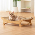 XL Sisal Cat Scratcher Bed with Elevated Hammock for Indoor Cats, Replaceable Natural Sisal Pad, Large Cat Lounge, Anti-Slip No-Wobble Bamboo Frame, Natural Grey