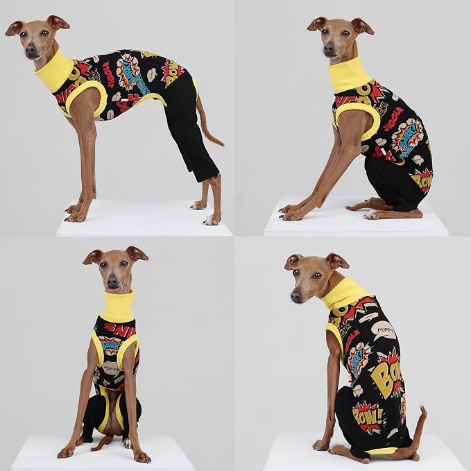 D Doggy Star Italian Greyhound Clothes Stretchable Bow Sleeveless Onesie Whippet for Dog (XL,Onesie Bow Black)