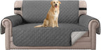 H.VERSAILTEX Loveseat Protector for Dogs/Pets Loveseat Slipcover Quilted Furniture Protector with Non Slip Elastic Strap Water Resistant Loveseats Seat Width to 46"(Loveseat, Charcoal Grey)