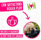 HuggleHounds Plush Dog Toy - Fuzzy Dog Toy, Soft Plush, Interactive Durable Stuffed for Small and Large Breeds with Squeaker - Squooshie Bunny