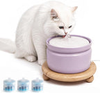 Ceramic Cat Water Fountain, 1L/32oz Automatic Pet Drinking Fountain with Quiet Pump & Triple Filtration, Durable BPA-Free Ceramic, Easy to Clean, Dishwasher Safe for Cats & Small Dogs