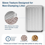 Suzzipaws Stainless Steel Sifting Litter Box with Lid for Pine Pellets | 19.7"x13.8"x5.9" High-Sides Anti-Leakage Sifting Litter Box, Stainless Steel Surface for Easy-Clean, Less Litter Tracking
