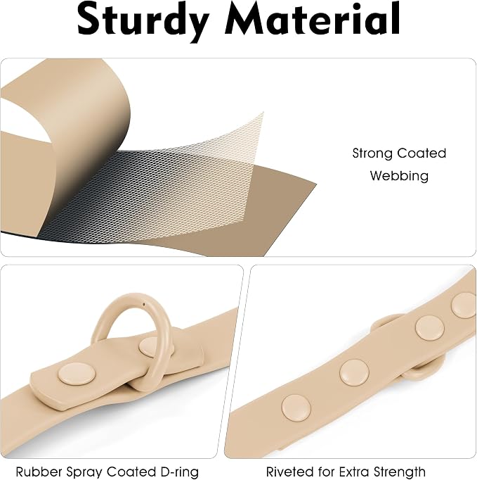 Wisedog Waterproof Dog Leash, Sand Color, 5 ft × 3/4 in | Adjustable, 2 Metal Swivel Hooks, Easy to Clean, For Small, Medium, Large breed Dogs