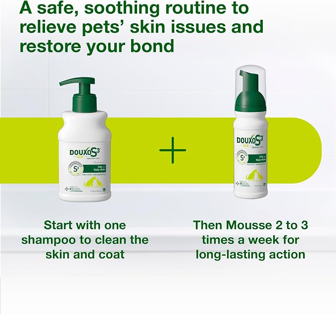 Douxo S3 SEB Dog Seboregulating Shampoo, 0.5% Ophytrium, 16.9 fl oz | Seborrhea Treatment for Dogs & Cats, Helps Control Dandruff, Unpleasant Odors & Oily/Flaky Skin, 0.5% Ophytrium, 16.9 fl oz