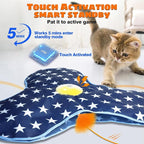 Oxawo Cat Toys Interactive Hide and Seek Cat Game | Mouse Chirping, Motion Activated Cat Toys with Moving Concealed Feathers Wand USB Rechargeable