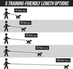 Leash Boss Free Range - Long Dog Leash for Large Dogs - 1 Inch Heavy Duty Nylon Training Lead with Padded Handle - High Visibility Orange - Extra Long Dog Leash (30 Ft)