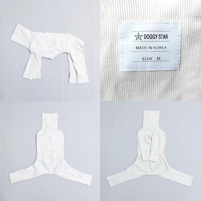 D Doggy Star Italian Greyhound Clothes Stretchable Onesie Whippet for Dog (3XL,Ribbed Ivory)