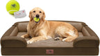 Waterproof Orthopedic Dog Bed for Extra Large Sized Dogs | Memory Foam Pet Bed Sofa with Bolster, Dog Couch with Washable Cover & Non-Slip Bottom, 42x30 Inch, Dark Brown