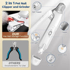 2-in-1 Dog&Cat Nail Clippers with Light, Type-c Pet Claw Trimmer & Grinder | Catpick care Rechargeable Nail Cutter, Stainless Blade, Safety Lock & Catcher Grooming for Small Medium Large Pets, White