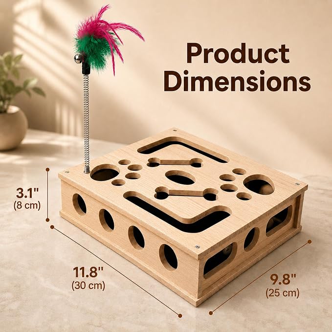Cat Nail File Box, Cat Nail File Scratcher Puzzle Enrichment Box with Sandpaper, Interactive Cat Puzzle Feeder Treat Toy for Indoor Cats, Natural Claw Care