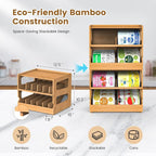 Stackable Bamboo Cat Food Can Organizer, Cat Canned Food Organizer Storage | 2-Tier Adjustable Stacking Can Dispensers, First-In & First-Out System, Holds Up to 36 Cans - for Pantry, Cabinet, Countertop