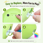 Cat Toys Automatic Interactive Cat Toy for Indoor Cats, Green | Rechargeable Cat Toys Interactive, Quiet Pop-Up Kitten Toy, Smart Sensor Feather Toy, Simulates Hunting, with 6 Random Holes