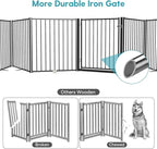 No Pawblems Full Metal Freestanding Dog Gate with Door, 30" Tall | Foldable Pet & Dog Fence for Stairs/Deck/Doorways, Indoor/Outdoor, Freestanding & Wall Mount, 156" Wide, 6 Panels, Black