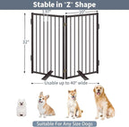 Metal Freestanding Dog Gates with Door for Outdoor Indoor,Extra Wide Tall Free Standing Dog Gate for Doorways,Large Openings,Deck,Yard,Porch,Foldable Safety Pet Fence (Black, 【2 Panels】 32''H*40''W)