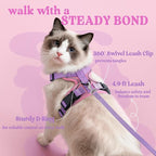 rabbitgoo Cat Harness and Leash Set, Escape Proof Vest, Pink & Light Purple | Soft Breathable Mesh, Easy Adjustable Fit, Snap Buckles, Sturdy Clip, Reflective Strips, for Kittens & Small Cats Walks, Xxs