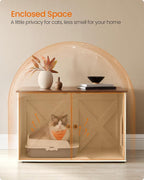 Feandrea Cat Litter Box Enclosure, Litter Box Furniture Hidden, Indoor Cat House, End Table, 27.6 x 19.7 x 19.7 Inches, Rustic White and Honey Brown UPCL022K02