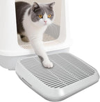 Cat Ramp for Litter Box, Anti-Tracking Cat Litter Trapper, Grey | Litter Box Step for Kittens & Senior Cats, 0.2-in Filter Holes, Non-Slip Base, Easy-Rinse ABS, Fits Most Litter Boxes
