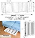 Dog Gate Indoor, Freestanding Dog Fence for The House, Doorways, Hallways,or Stairs,Pet Gate Foldable Wooden,Expandable 32" Height 6 Panels,White