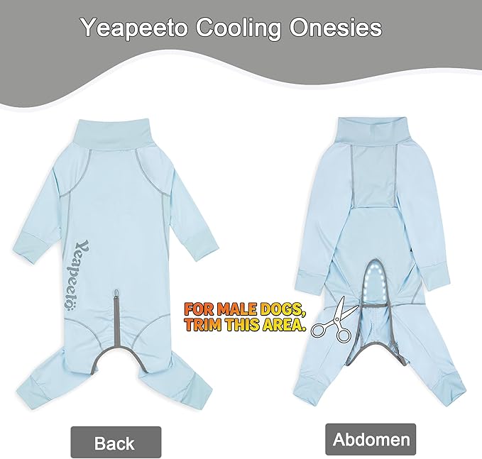 Dog Sun Protection Cooling Suit UPF 50+, Quick-Dry Breathable Jumpsuit for Large & Medium Dogs, Outdoor Dirt-Resistant Shedding Control Pet Apparel (Ice Blue, 5X-Large)