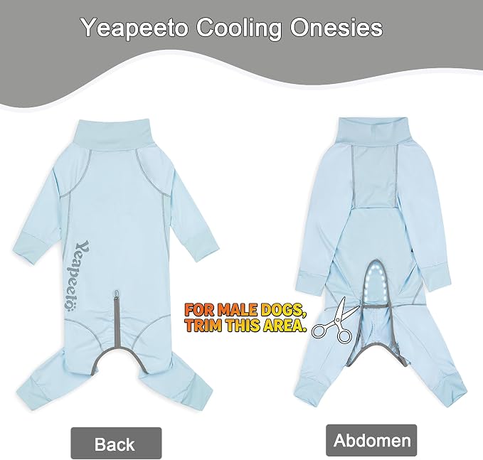 Dog Sun Protection Cooling Suit UPF 50+, Quick-Dry Breathable Jumpsuit for Large & Medium Dogs, Outdoor Dirt-Resistant Shedding Control Pet Apparel (Ice Blue, 3X-Large)