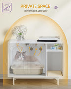 Hzuaneri Cat Litter Box Enclosure, Hidden Litter Box Furniture with Storage | Large Wooden Cabinet with Sisal Mat, Modern Cat Washroom for Living Room, Bedroom, Entryway, White CB01513W