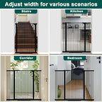 Fairy Baby 40.5" Extra Tall Baby Gate No Drill, 54.8"-60.2" Extra Wide Dog Pet Gate, Safety Child Toddler Gate, Metal Tension Auto Close No Climb Fence Barrier Pet Cat Gate for Stairs Doorway, Black
