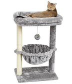 SYANDLVY Small Cat Tree for Indoor Cats, Activity Cat Tower with Scratching Post for Kittens, Cat Bed & Furniture with Basket & Hanging Ball for Play Rest | Scratching Post, Cat Bed & Furniture with Basket & Hanging Ball for Play Rest, Grey