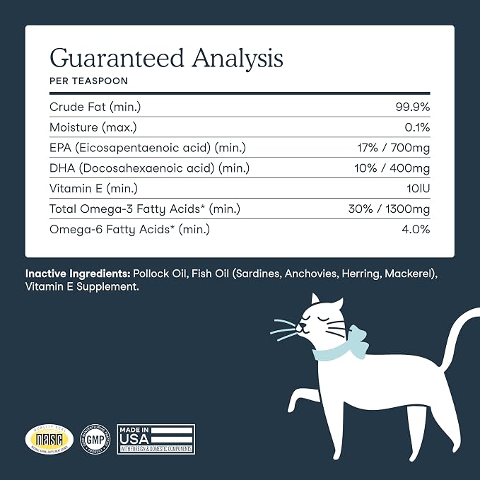 Fera Pets Liquid Fish Oil - Non GMO Omega 3 for Dogs & Cats, 16 oz | Non-GMO Omega 3 Fish Oil for Dogs & Cats with Vitamin E that Supports Joint, Heart, Skin & Coat Health