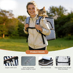 Lekereise Large Cat Backpack Carrier Expandable Pet Carrier Backpack for Small Dogs Medium Cats Fit Up to 18 Lbs, Foldable Puppy Backpack Carrier for Travel, Hiking, Striped