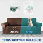 MAXIJIN Super Stretch Couch Cover for 3 Cushion Couch, 1-Piece Universal Sofa Covers Living Room Jacquard Spandex Furniture Protector Dogs Pet Friendly Fitted (Large, Peacock Teal)