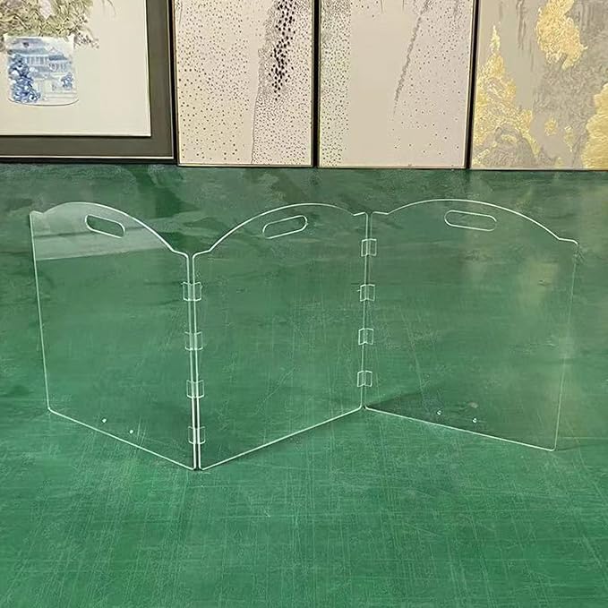 Clear Acrylic Freestanding Dog Gates for the House – Folding 3-Panel Pet Gates for Doorways, Indoor Stairs, and Hallways, Transparent Barrier for Dogs, Puppies, and Cats