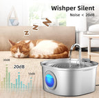 Casfuy PWS-155 Multi-Layer Filtration Quiet Stainless Steel Dog & Cat Water Fountain, 108-oz
