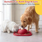 Slow Feeder Dog Bowls & Lick Mat for Liquid and Thick Treat, Anti-Slip Dog Lick Bowl with Interactive Rolling Ball, 5/6 Cup Pup Licking Toy for Large Medium Small Dogs and Cats Red