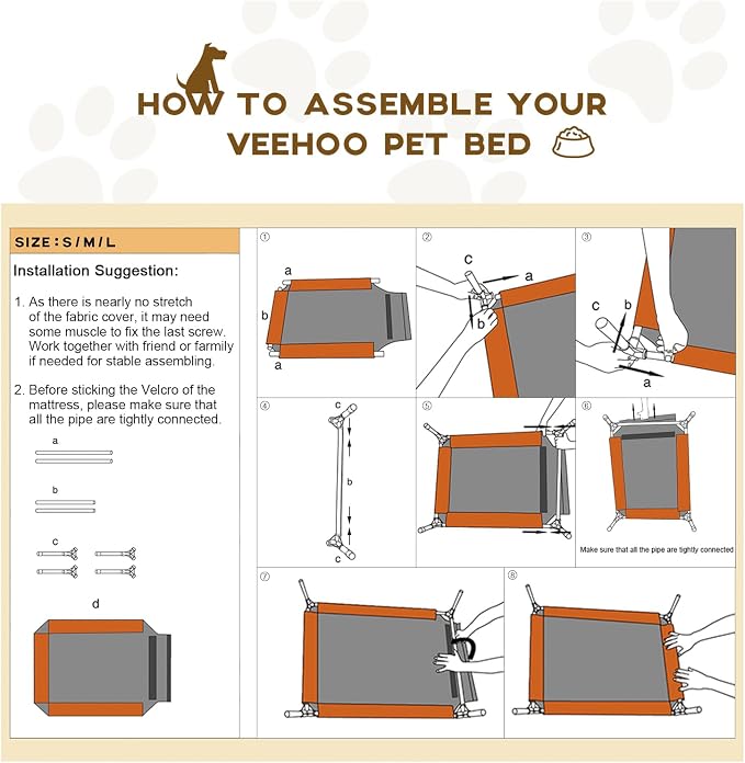 Veehoo Outdoor Elevated Dog Bed Large Sized Dogs, Cooling Raised Dog Cots | Off-ground training platform, portable camping hammock, breathable mesh, easy to clean, no-tool setup, 45"x33", Beige Coffee