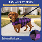 ASENKU Reversible Dog Winter Coat, Dog Jacket for Small Medium Large Dogs | Windproof Plaid Fleece Lining for Cold Weather, Water-resistant Outer Shell, Puppy Puffer Vest with Leash Hole, Purple 3XL