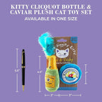 Haute Diggity Kitty Clicquot Bottle + Caviar Set, Soft Plush Cat Toys | 2 Pack Catnip Toys with Interactive Crackle & Feathers, Safe & Durable Cat Nip Kicker Toy for Outdoor & Indoor Cats & Kitten