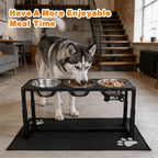 Metal Elevated Dog Bowls for Medium/Large Breed, 3 Adjustable Height(8.8''/11.5''/14'') Raised Dog Bowls Stand with Three 58oz Large Stainless Steel Dog Bowls, with The Splash pad