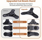Elevated Cat Bowl with Silicone Food Mat, 3 Height Adjustable, 15° Tilted Cat Bowls Stand with Stainless Steel Bowl for Indoor Cats & Kittens (2 Pack with Mat)，Black
