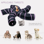 EGETOTA Cat Tunnel for Indoor Cats Large, with Play Ball S-Shape 5 Way Collapsible Interactive Peek Hole Pet Tube Toys, Puppy, Kitty, Kitten, Rabbit (Pink & Black)