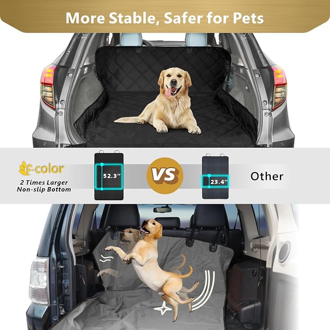 F-color SUV Cargo Liner for Dogs - Heavy Duty Cargo Cover for Mid-Size SUVs | Water Resistant, Bumper Flap, Non-Slip Mat, Car Trunk Dog Car Seat Cover Prevents Scratches Pet Hair Mud Dirt for Sedans Vans