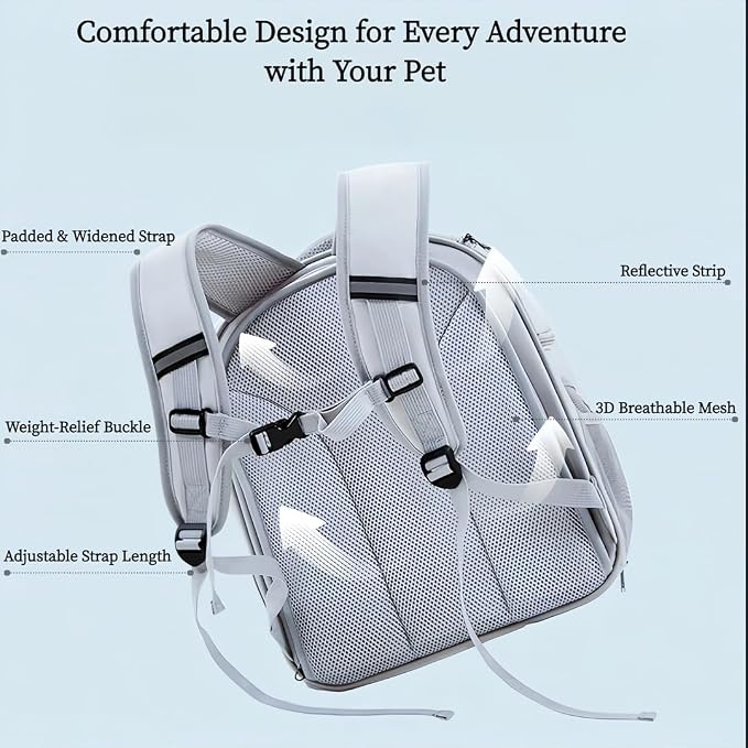 Interactive Expandable Pet Carrier Backpack for Cats & Small Dogs-Interactive Opening Pet Tent Backpack. Expandable for Extra Space.Breathable,Foldable Nest Bed for Travel, Walks,Vet & Home-Gray