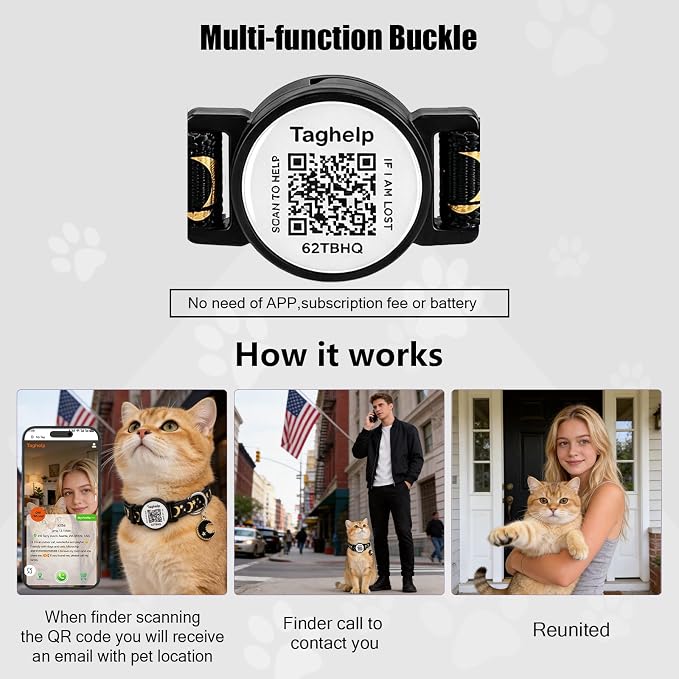 2 Pack Stars and Moon, Solid & Safe Safety Plaid Kitten Collars with QR ID Tag for Girl Boy for Cats, Pet Collar, Breakaway Cat Collar,Silent, Lightweight,Durable QR Code Pet ID Tags (Black&Blue)