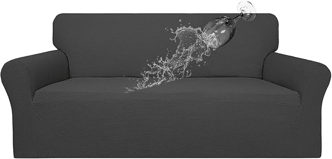 Easy-Going 100% Waterproof Couch Cover, 3 Cushion Couch Slipcover for Sofa | Leakproof Sofa Cover, Stretch Jacquard Furniture Protector Against Stain Spill from Kids, Pets, Dog (Sofa, Dark Gray)