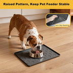 Pieviev Silicone Dog Cat Food Bowl Mat, Waterproof Raised Edge, 16'' x 12'' | Food-Grade Bpa-Free Pet Food Mat, Waterproof & Non-Slip, Raised Edges Contains Spills & Drips, Fits Pet Bowls and Fountains