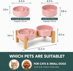 Ceramic Slow Feeder Dog Bowls with Raised Stand, 1.5 Cups Elevated Slow Feeding Bowl for Small and Medium Dogs and Cats, Non-Slip Pet Food Dish Helps Reduce Gulping and Bloating