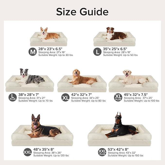 INVENHO Orthopedic Large Dog Bed, Washable Waterproof, Egg-Crate Foam Dog Couch Bed with Washable Removable Cover, Waterproof Lining and Nonskid Bottom